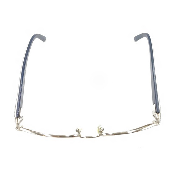 Gucci Gunmetal Silver Navy Blue Rectangle Eyeglasses Frames 135 Italy Men Women - Picture 3 of 12